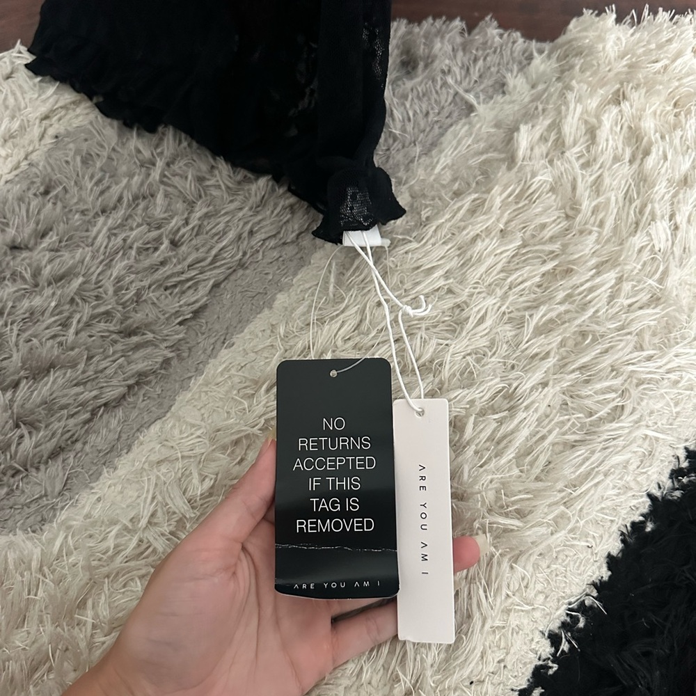 ARE YOU AM I Black Sheer Lace Mini Dress - Picture 3 of 6